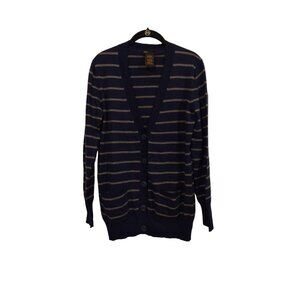 Grace Elements Blue and grey strip cashmere blend button down cardigan